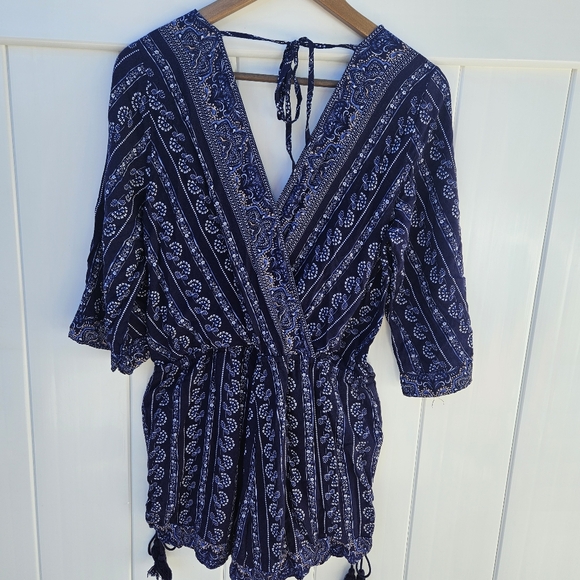 Skies Are Blue Navy Blue Patterned Romper Size M - Picture 5 of 10
